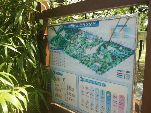 孝園公園の運動情報板と地図